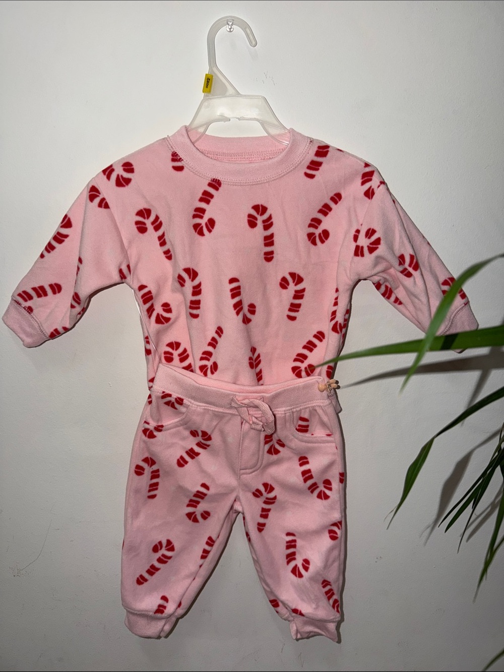 Carter's Pink Pajama Set with Red Candy Cane Print